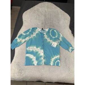 New Relativity Womens Blue Tie Dye Button Cardigan Sweater Size‎ PXL Petite